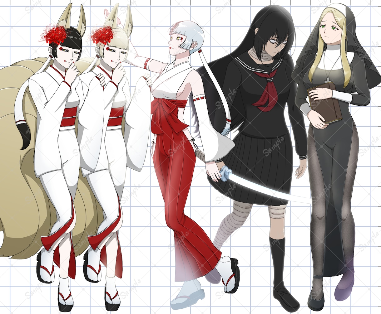 創作キャラ・ゲームやTRPGの立ち絵をお描きします 目パチ･口パク・表情差分･服装やポーズ差分等も作成可能です！ イメージ5