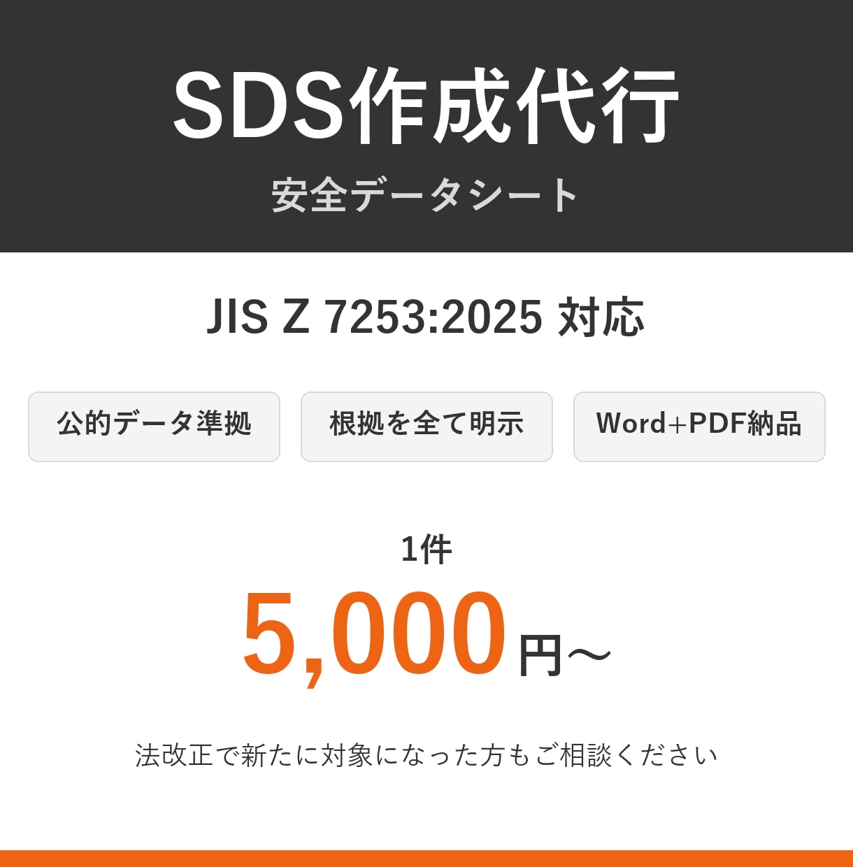 SDS（安全データシート）を格安で作成します JIS2025改正対応｜公的データ準拠・根拠を全て明示 イメージ1