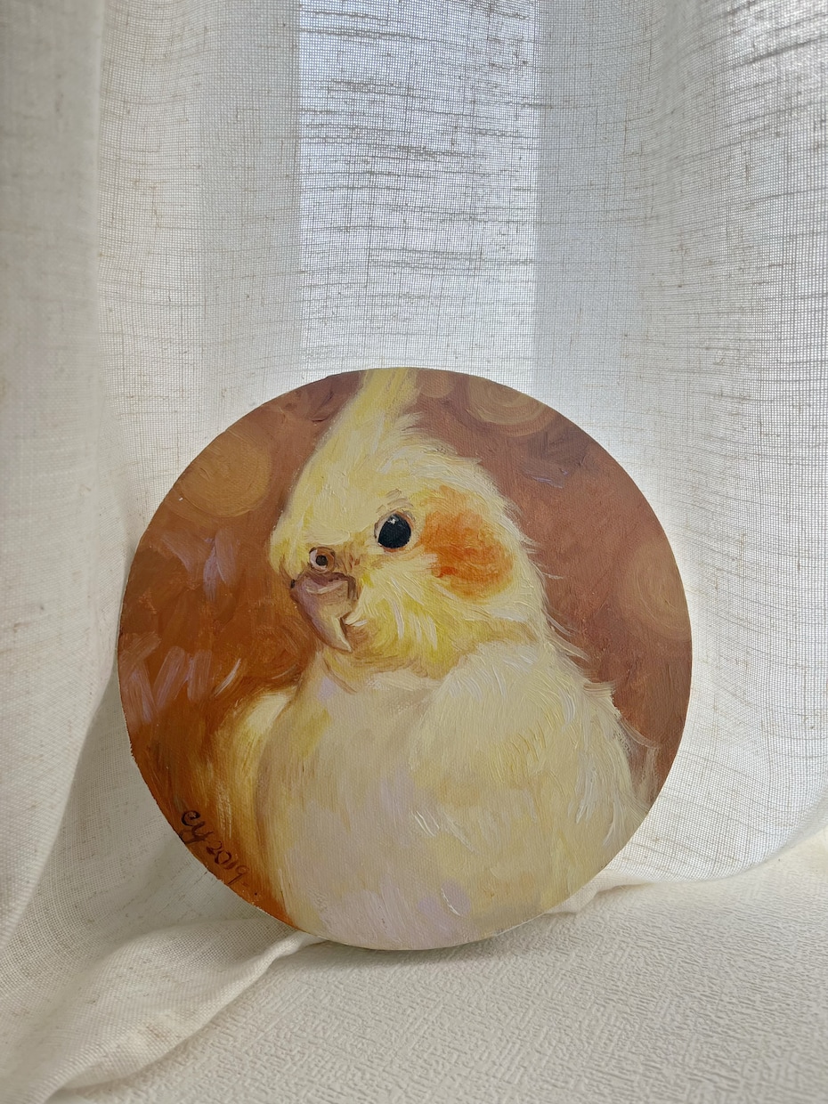 手描き油絵を販売します 世界に一つだけお部屋を優しく彩る小鳥のオリジナル油絵 イメージ1