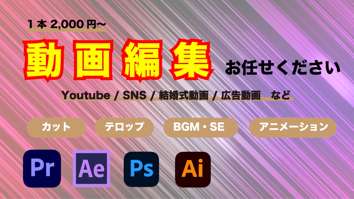 動画編集（カット、テロップなど）を承ります ご自分では面倒な動画編集作業を承ります イメージ1