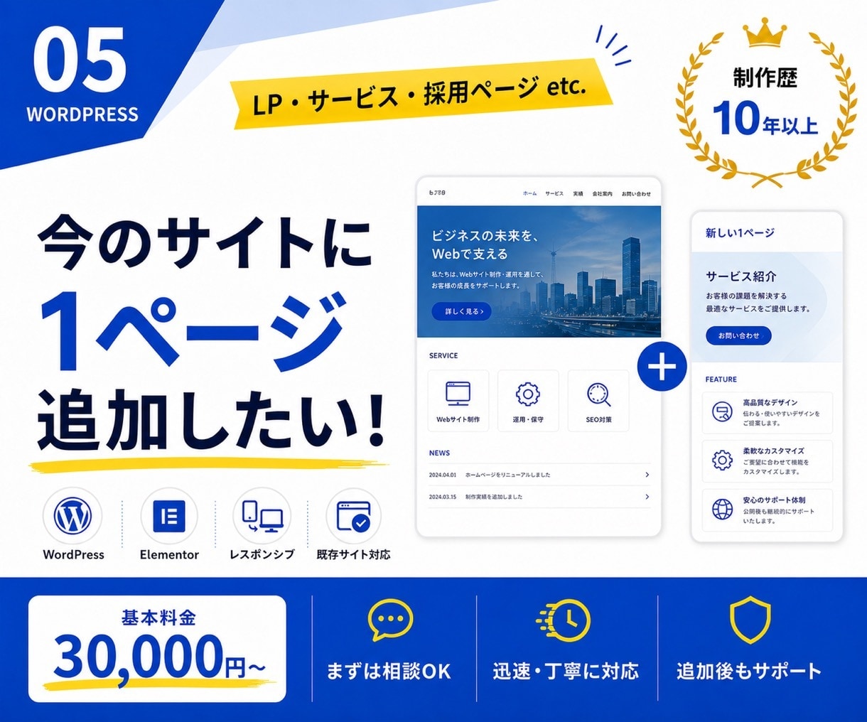 WordPressに新規ページを追加します LP・サービス・採用ページを既存サイトへ追加 イメージ1