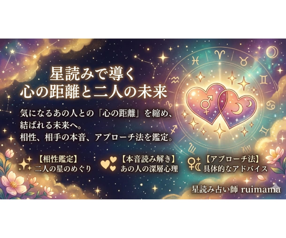 星読みで導くあの人の本音と未来◆心の距離を縮めます ​誰にも言えない恋の悩みに寄り添い二人の明るい未来を開きます イメージ1