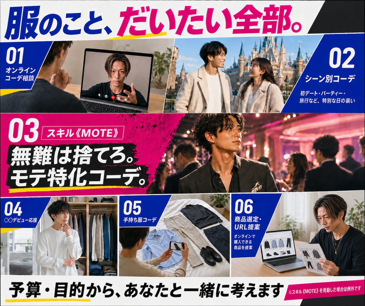 控えめに言って、着ている服で人生は大きく変わります 正直、服って買いに行くのも選ぶのも手間ですよね…そんな貴方に イメージ2