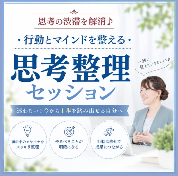 思考のごちゃつきを解消し、行動をサポートします 【即一歩を踏み出せる思考整理でモヤモヤもスッキリ解消！】 イメージ1
