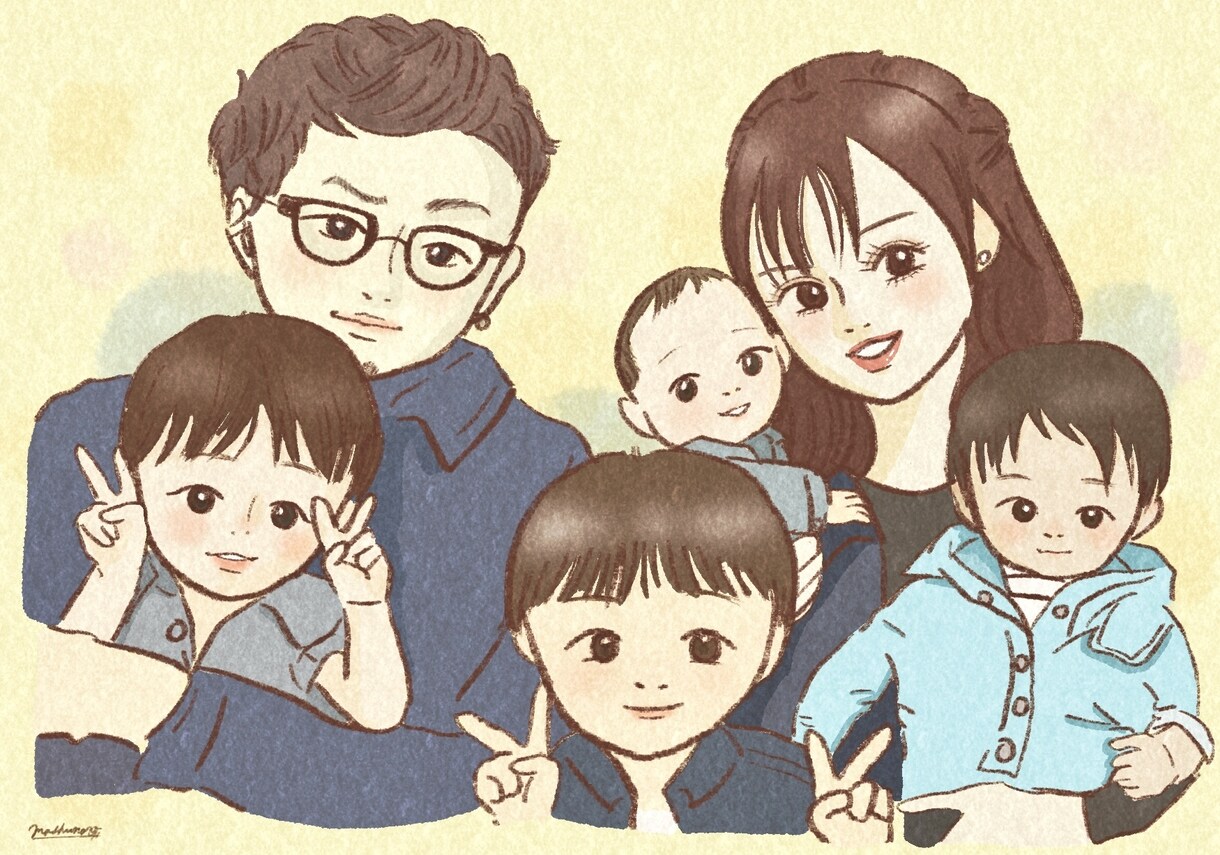 やさしい色合いの似顔絵描きます リアルさとイラストらしさを合わせたあたたかみのある似顔絵 イメージ3