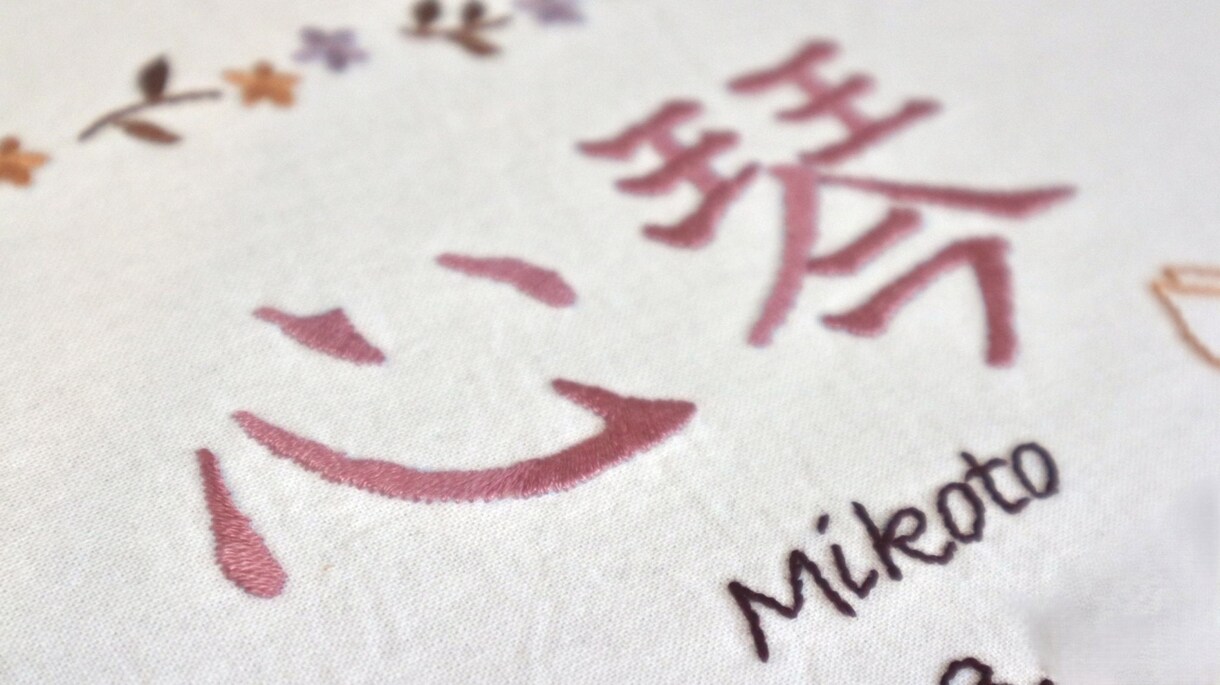 オーダーメイドの手刺繍命名書を作成します お子さんの名前にちなんだイラストを刺繍致します イメージ6