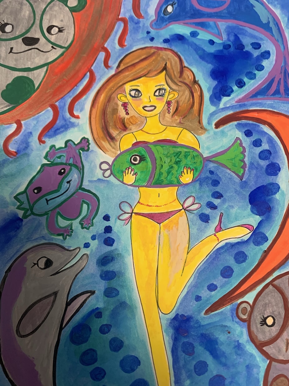 海や動物、女の子をテーマに描いています 恋するピュアな気持ちをマーメイドや動物に託して描いています。 イメージ5