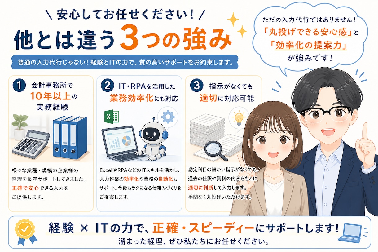 書類郵送可能！１仕訳30円で会計ソフトへ入力します 資料丸投げOK　会計事務所歴10年以上の担当者が仕上げます イメージ4
