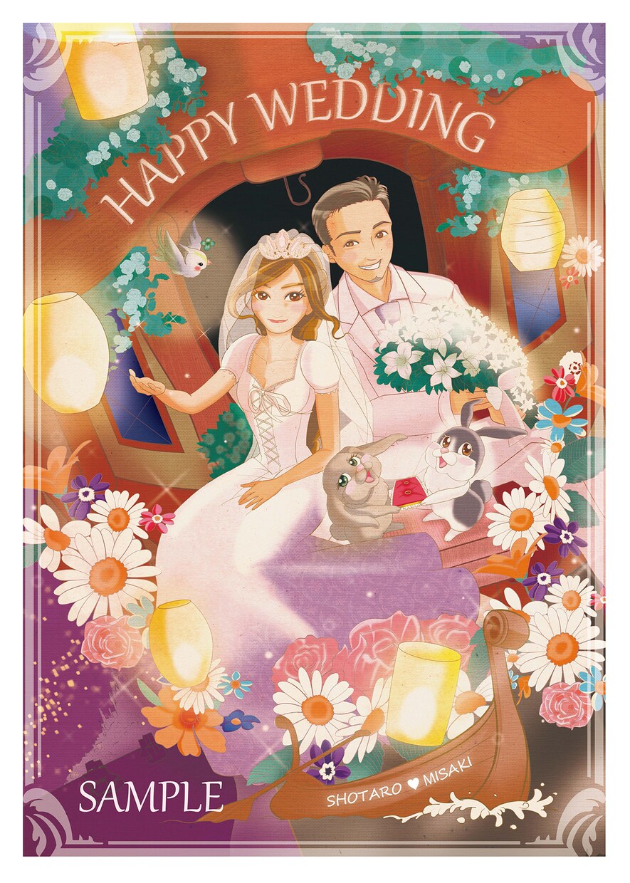 世界でひとつ！ウェルカムボードや似顔絵お描きします 結婚・出産・お誕生日祝いなどに心のこもったイラストの贈り物を イメージ4