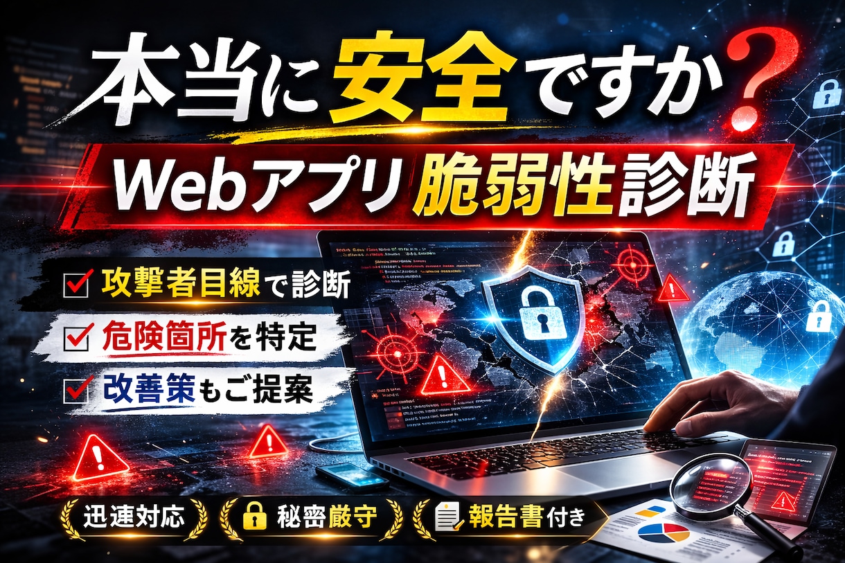 Webアプリケーションの脆弱性診断を行います プロのエンジニアによる脆弱性診断〜対策までしっかりサポート〜 イメージ2