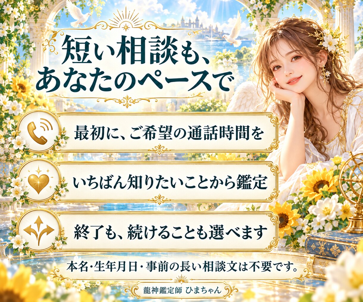 ５分から質問ひとつを霊視で丁寧に鑑定します 相手の気持ち・連絡・仕事の迷いに、知りたい答えから伝えます イメージ3