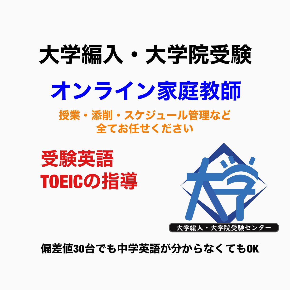 大学編入・大学院受験の英語の指導をします 大学編入・大学院の受験英語・TOEICの指導！ イメージ1