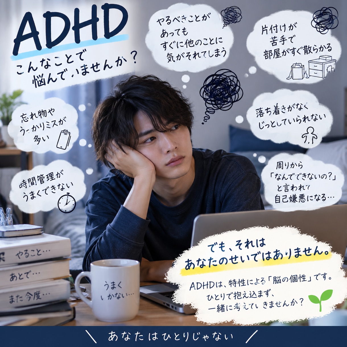 貴方のお悩みにすぐに乗ります ADHD、不安障害を持つ人間ならではの経験で話を乗ります イメージ1