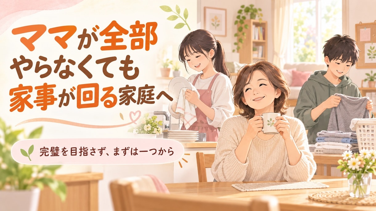 家事を一人で抱えない仕組みを一緒に整えます 今やる・やらない・家族に任せる家事を7日間チャットで整理 イメージ6