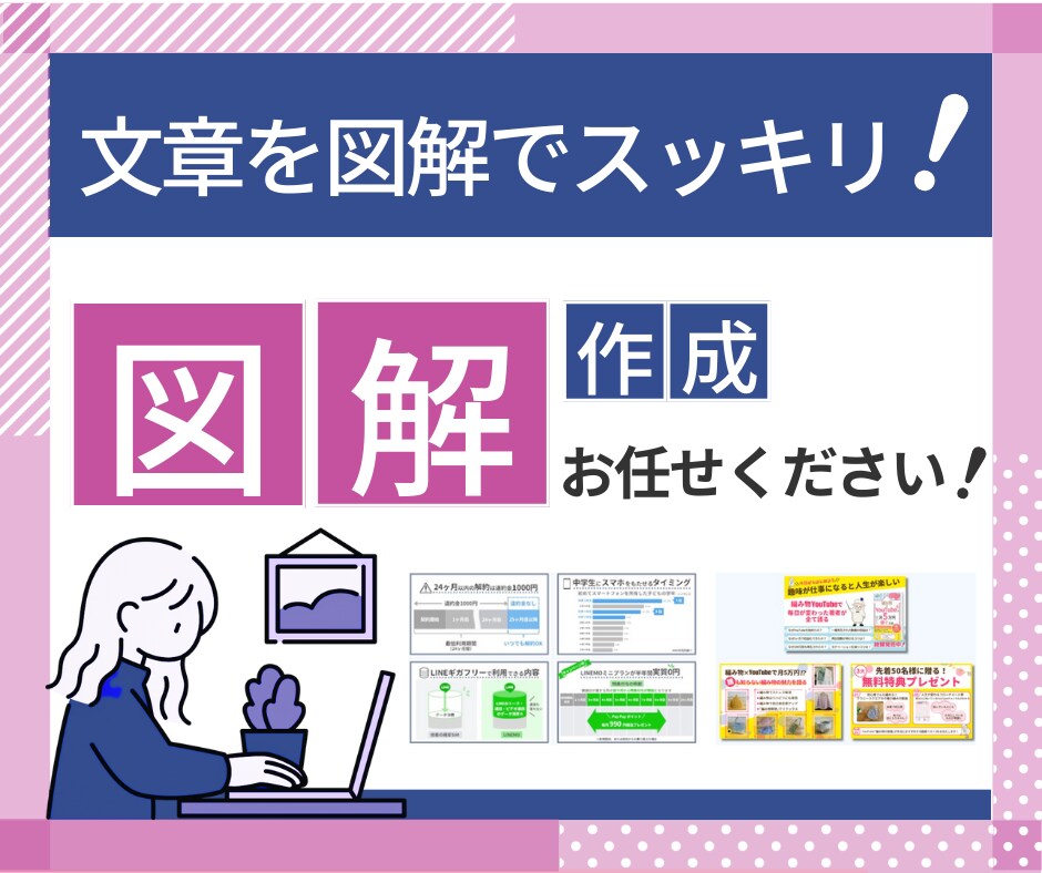図解でグッと引き立て！文章をわかりやすくします Twitter用・ブログ用その他の図解もおまかせください！ イメージ1