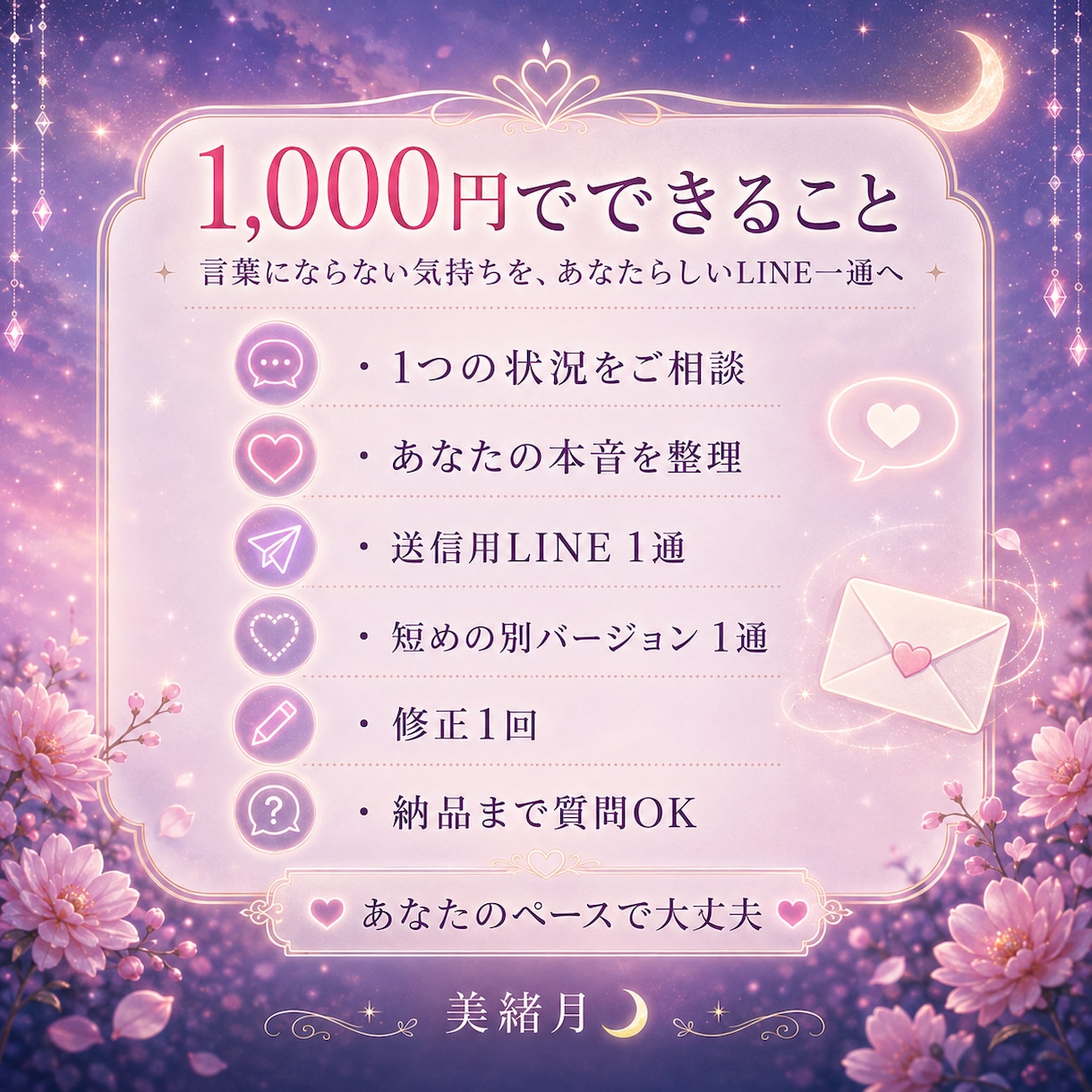 言葉にならない恋心をLINE一通にします まとまらない本音を、あなたの声のまま一通へ イメージ2