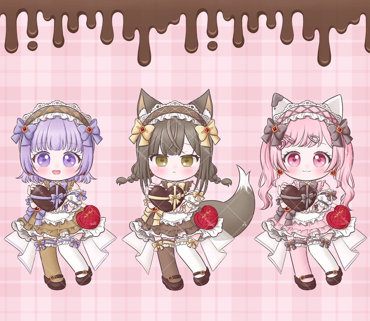 バレンタイン向け量産ミニキャラ描きます フリフリ衣装お好きな方にオススメです♡ イメージ5