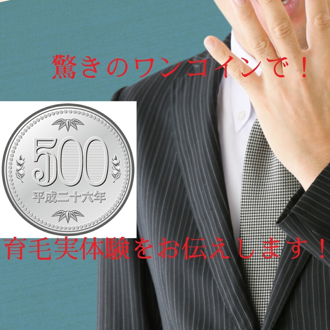 お安い私自身の育毛の実体験をお伝えします 月々ワンコインで結果がでた方法をお伝えいたします！！ イメージ1