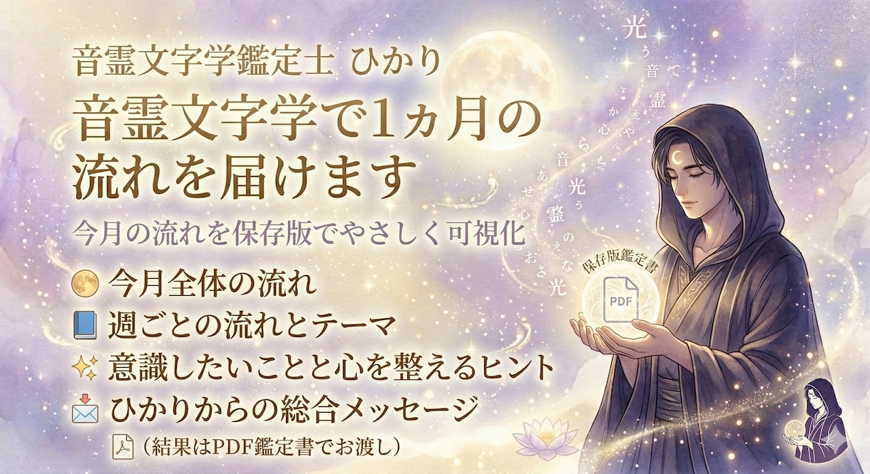 音霊文字学で1ヵ月の流れを届けます 今月の流れを保存版でやさしく可視化 イメージ1
