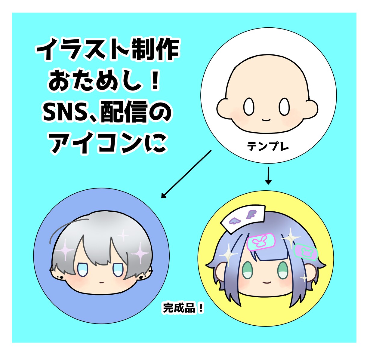 イラスト制作お試し！アイコン描きます 安価でシンプルかわいいアイコンの制作です！ イメージ1
