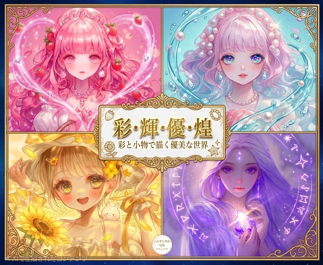 色と小物で創る世界観！ふわふわ可愛い女の子描きます 好きを詰めた宝物の一枚に。SNS、ヘッダー、グッズ利用もOK イメージ1