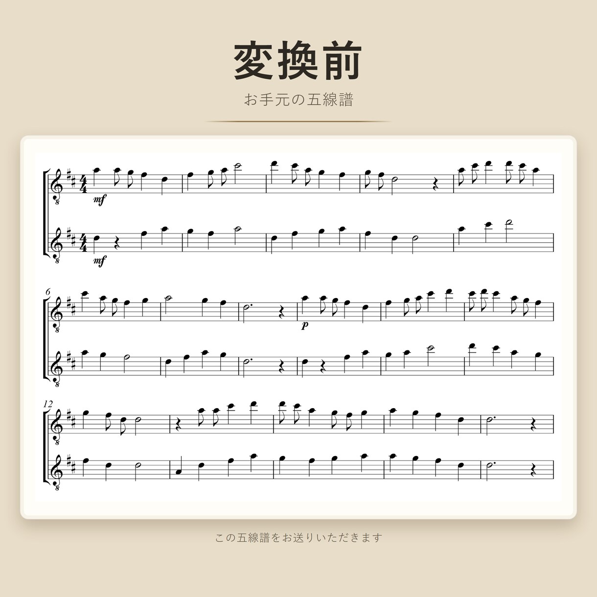 五線譜に三線の勘所（工工四）を振ります お手元の五線譜に、三線の勘所を書き入れます イメージ2
