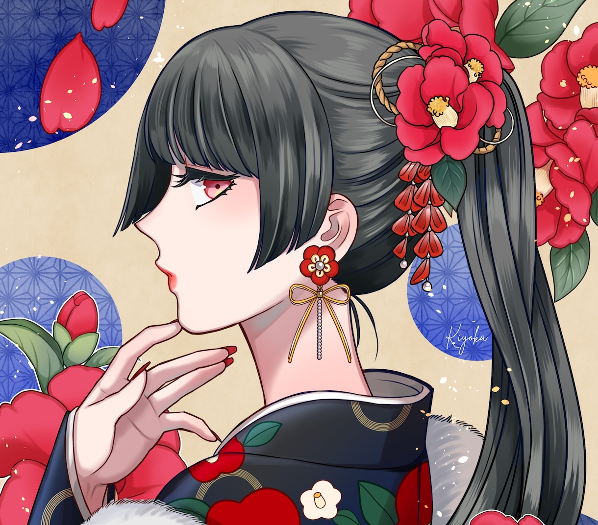 和装、浴衣、着物　色気ある美麗イラスト制作します 衣装デザインから対応◎ 世界観重視の方におすすめ イメージ1