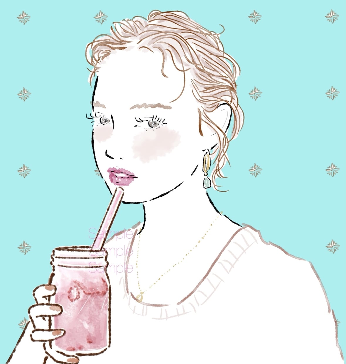 雰囲気あるおしゃれなお姉さん 水彩タッチで描きます 印象的！写真を基にふんわりみずみずしく、上品&親しみを✨ イメージ3