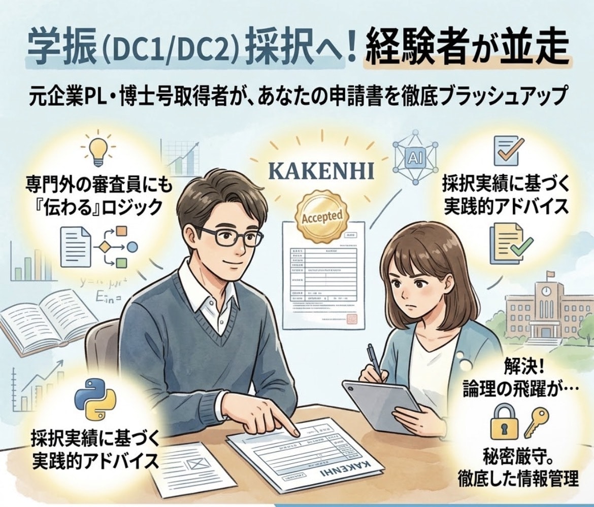 審査員に刺さる学振申請書の徹底添削します 学振採用実績あり　審査員に「伝わる・刺さる」構成とレイアウト イメージ1
