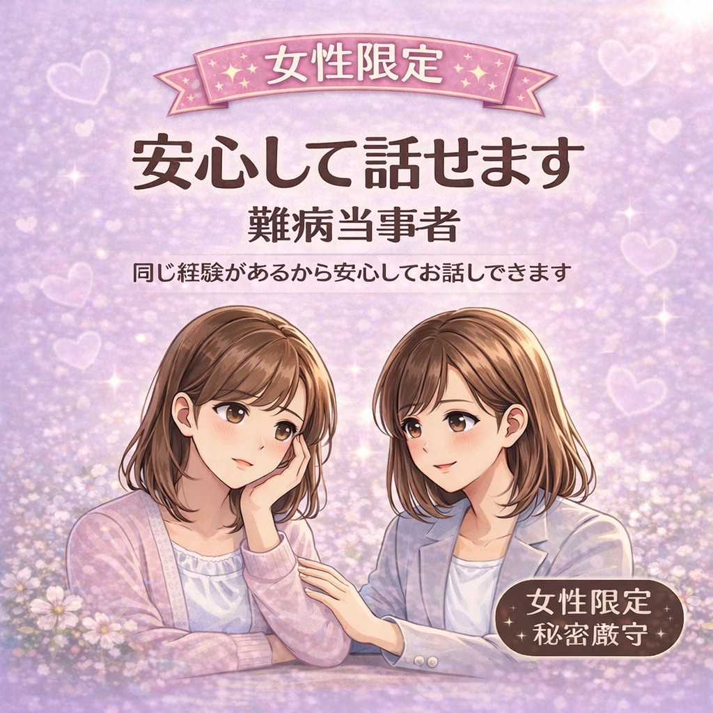 女性限定｜難病や病気の不安をお聞きします 同じ経験があるから安心してお話しできます イメージ1