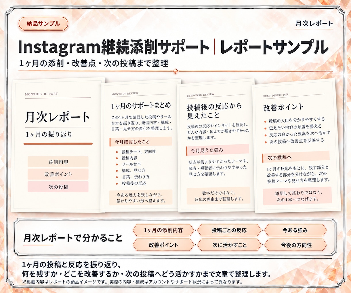 Instagram投稿を１ヶ月継続添削します 投稿・リール台本・構成・言葉を一緒に整えます イメージ3
