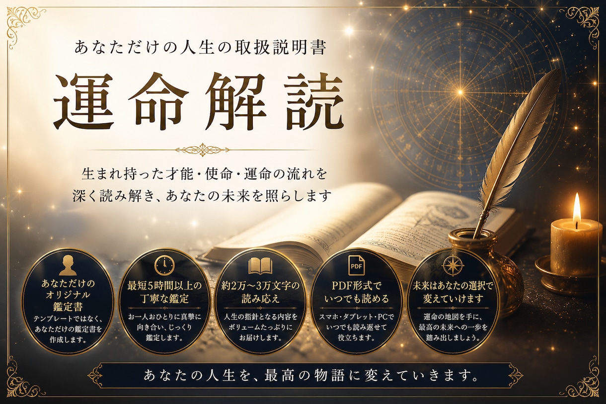 あたなだけの運命解読書を作成します 四柱推命×数秘術×ホロスコープで人生の設計図を読み解きます イメージ2