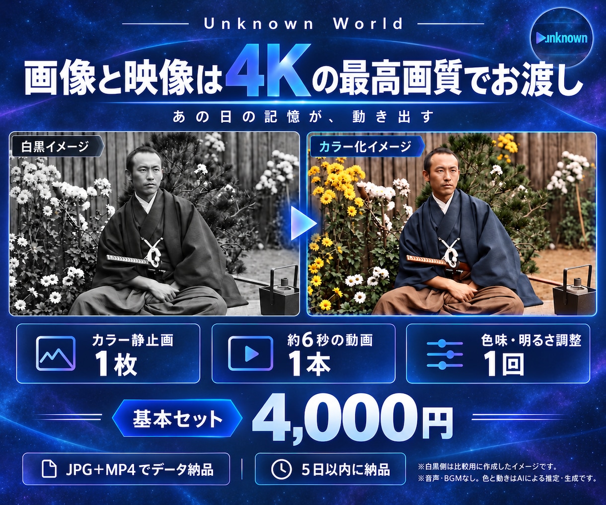 古い写真をカラー化し思い出の動画にします 登録者5万人以上の制作者が大切な一枚を映像に イメージ2