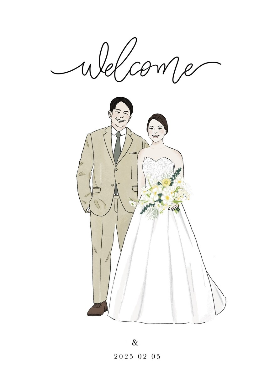 結婚式のウェルカムボード用似顔絵を制作します お部屋に飾ってもインテリアに馴染むイラスト イメージ2
