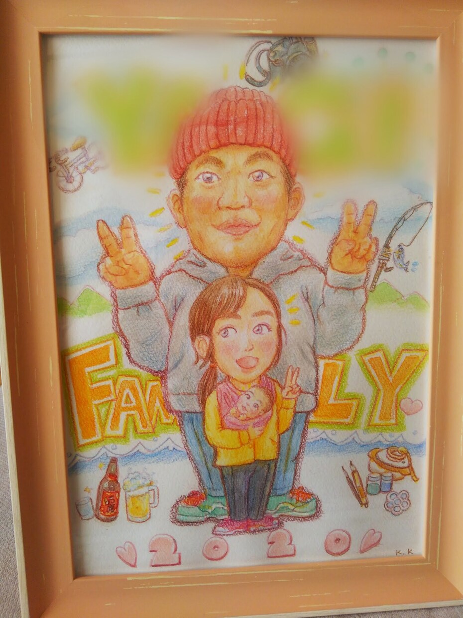 温もりタッチ♡似顔絵｜加賀友禅職人が描きます ご家族・ご友人や可愛いペットを一枚の着彩画に♪ イメージ3