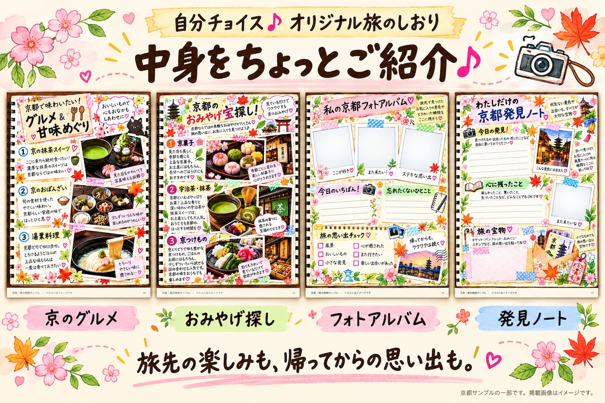 自分チョイス♪オリジナル旅のしおりを制作します 大人にも修学旅行のワクワクを。帰ってからも楽しめる一冊 イメージ2