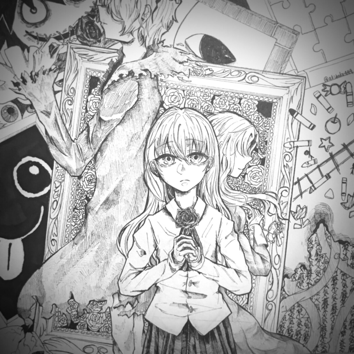 オリジナルペン画イラストを作成します モノクロの世界観を描きます◈ アイコンやヘッダーにも！ イメージ9