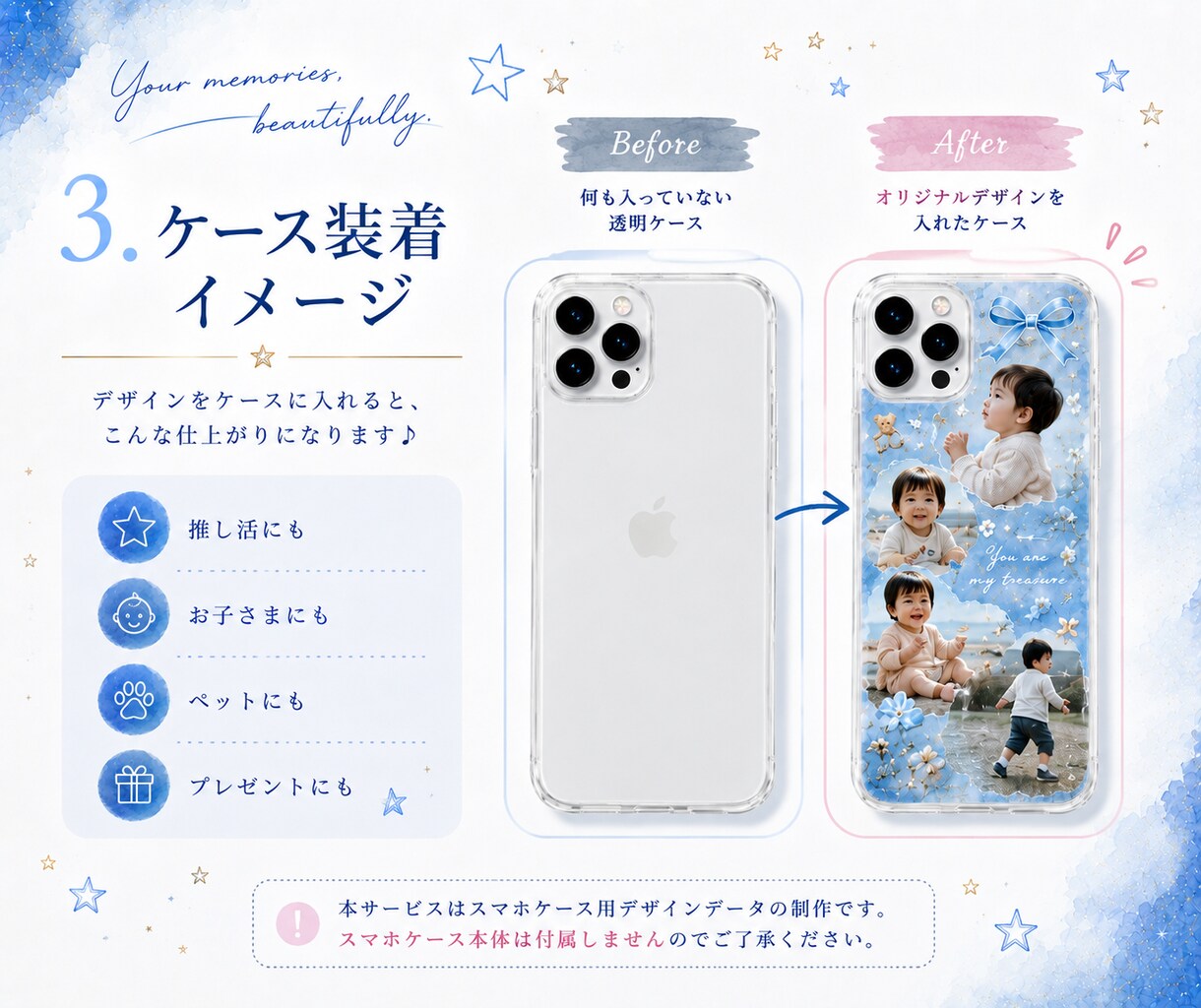 写真や画像でスマホケース用デザイン作ります お気に入りの写真や画像をデザイン♪ イメージ3