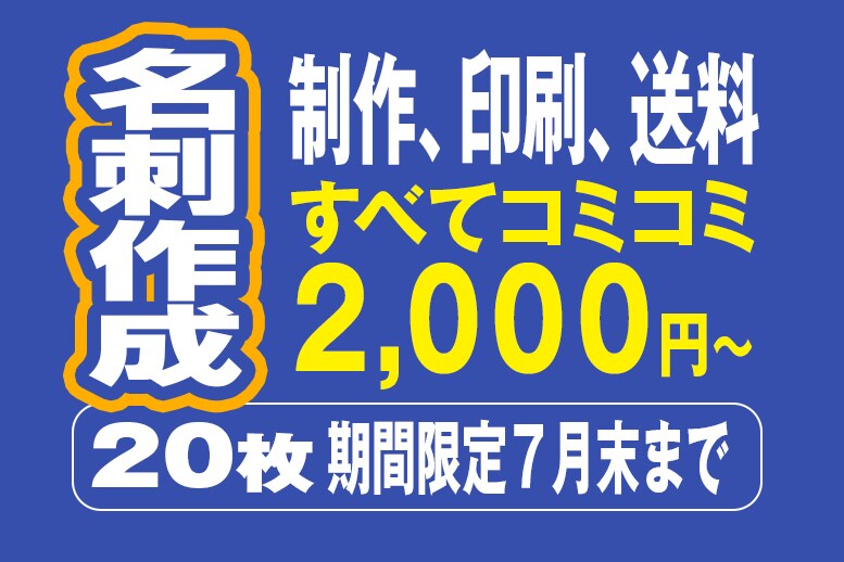 20枚名刺全て込み２０００円で作れます 7月末まで限定★制作、印刷、送料 すべて込！ イメージ1