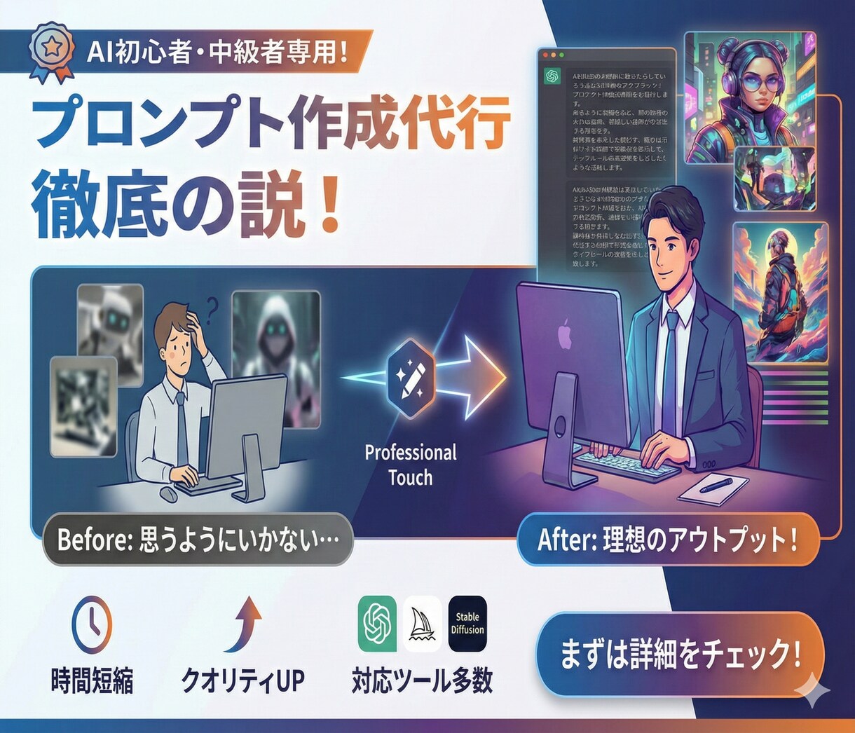 ご要望に沿ったプロンプト作成致します 【AI初心者歓迎】あなたの為のプロンプト作成します！ イメージ1