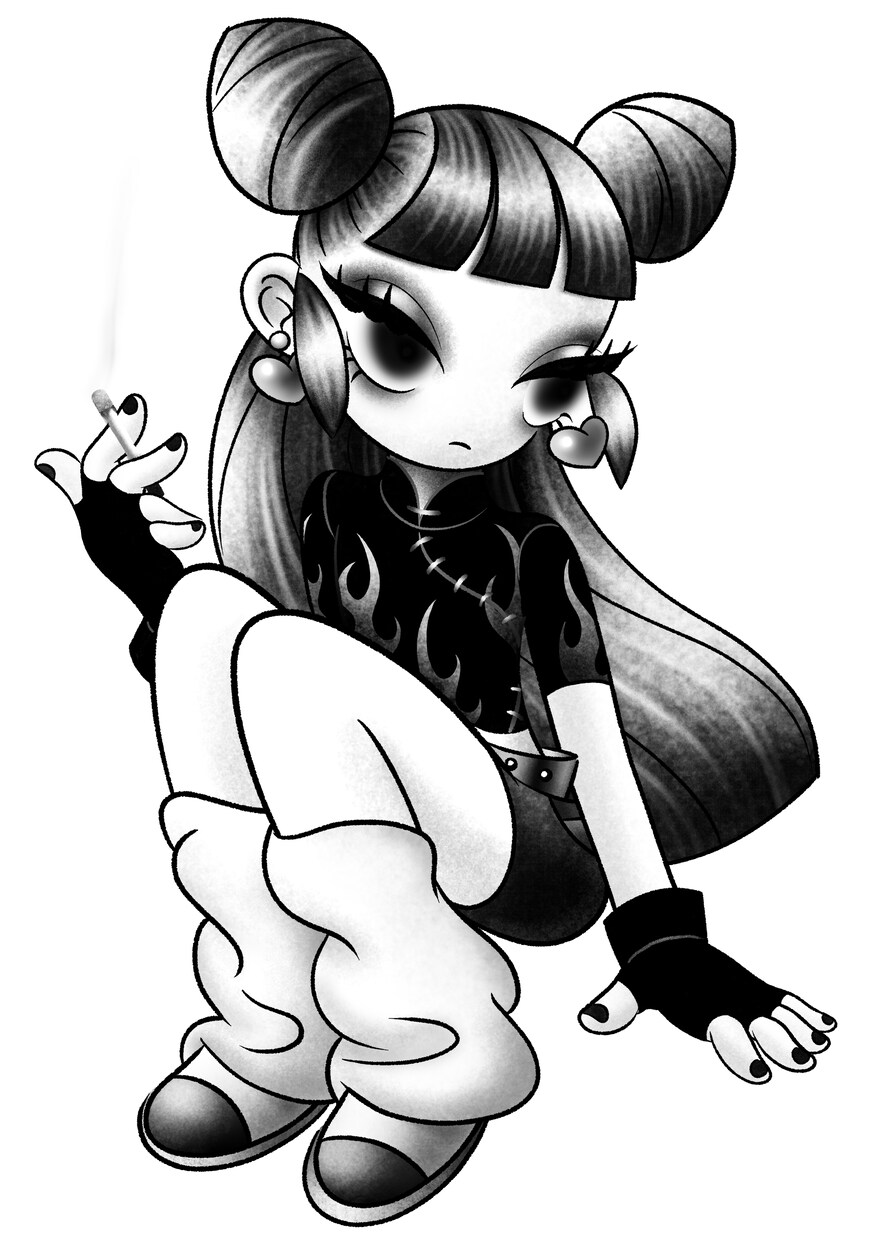 キュートでダークな白黒イラスト描きます 他にはない作風で目を引くイラストを制作します イメージ5