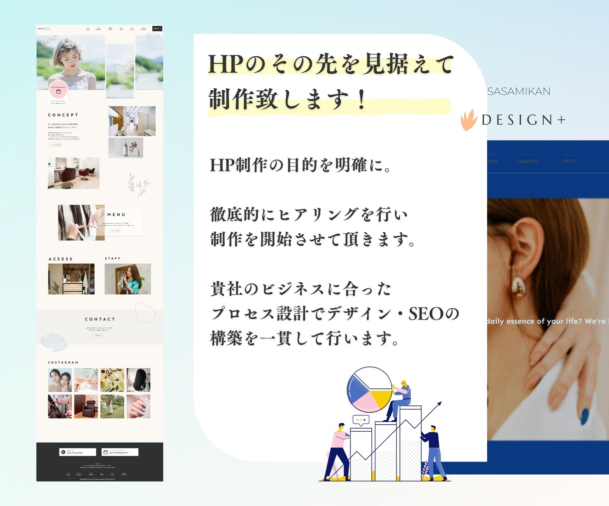 3名まで｜今なら格安パックで制作します 丁寧対応で安心。SEOに強いHPをプロが制作します。 イメージ3