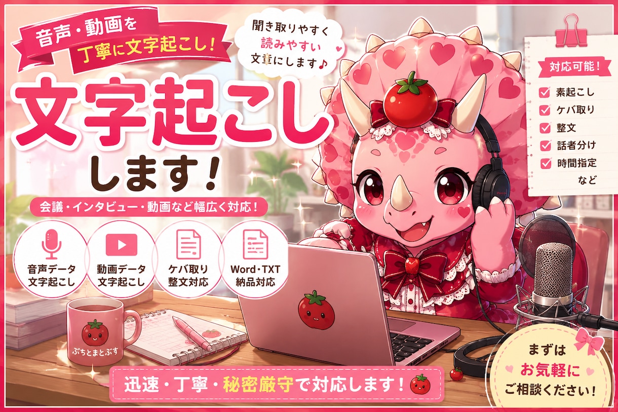 音声・動画を丁寧に文字起こしします 会議・インタビュー・YouTubeなど幅広く対応します イメージ1