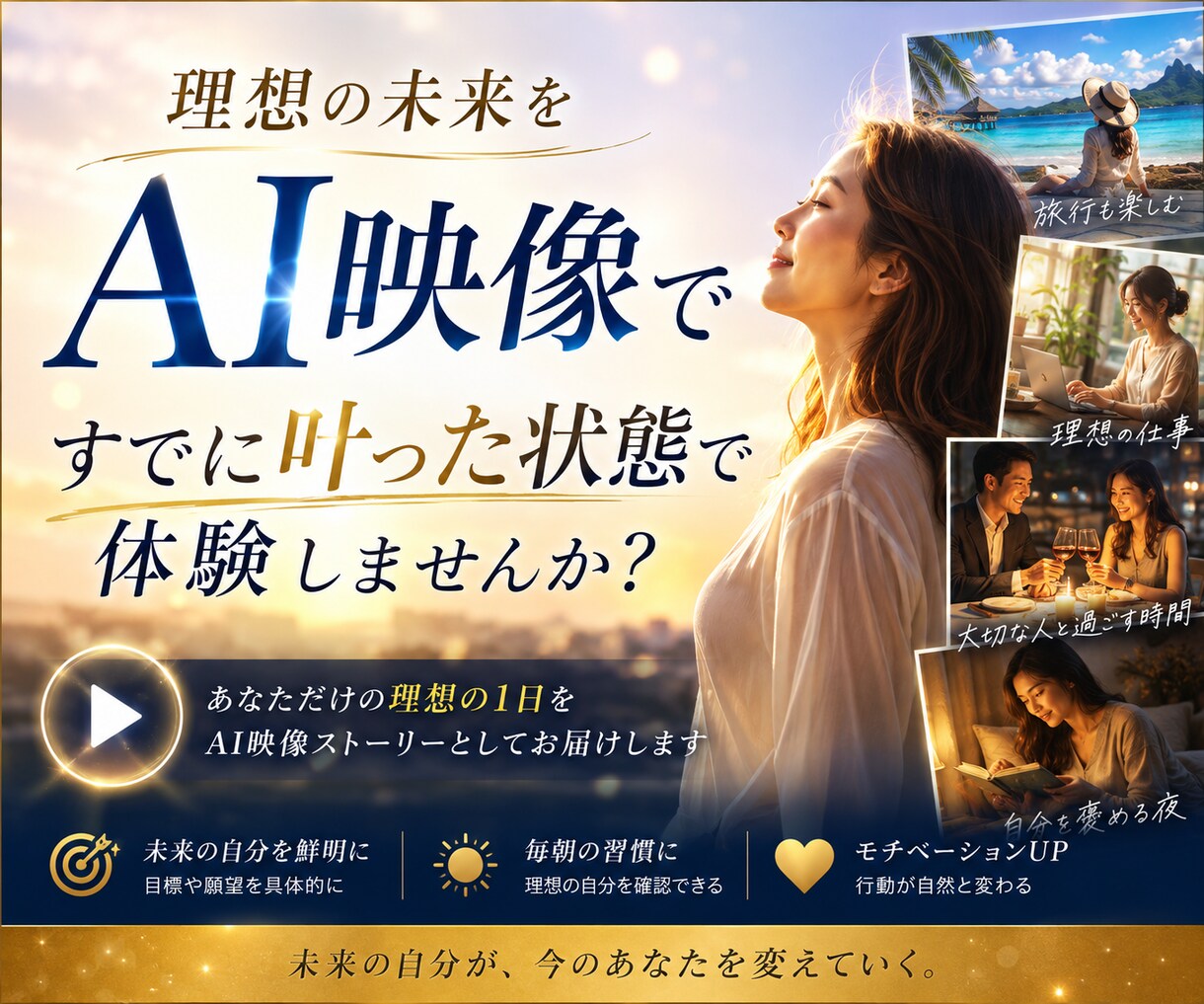 AIスライド動画であなたの理想の未来を映像化します アファーメーションなどに！なりたい未来の自分を視覚化 イメージ1