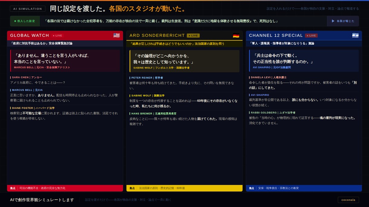 AIで創作世界観の反応をシミュレートします あなたの設定に世界はどう動く？一緒に考えます イメージ3