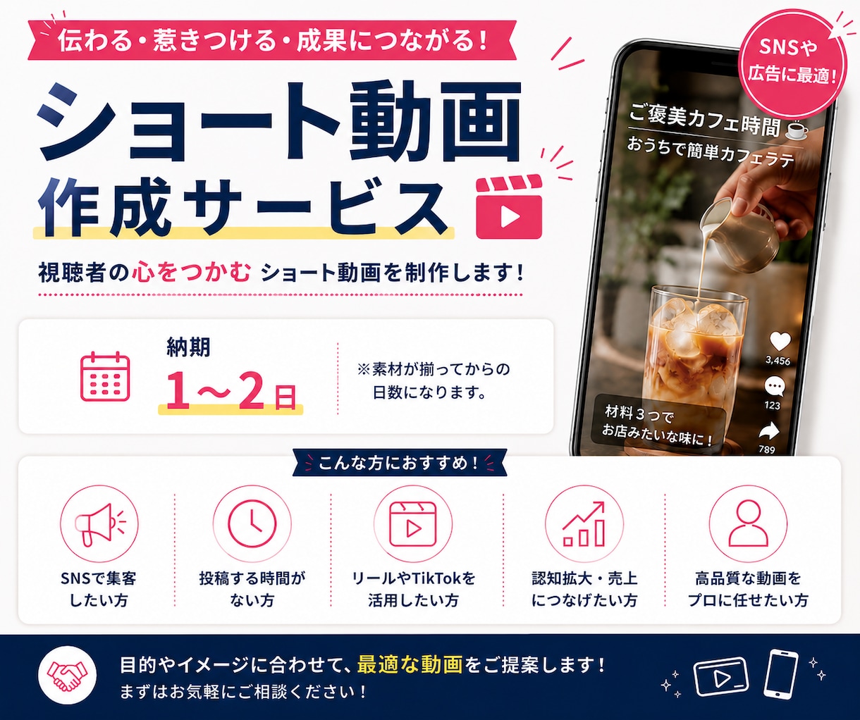 リール動画・ショート動画をします 納期1〜2日・1本3,000円で作成します イメージ1
