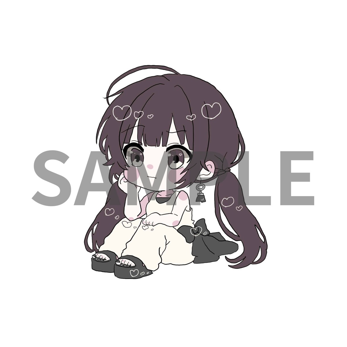 モチーフを仕上げに用いてデフォルメキャラを描きます ハートや星など指定されたモチーフでハイライトを入れたりします イメージ6
