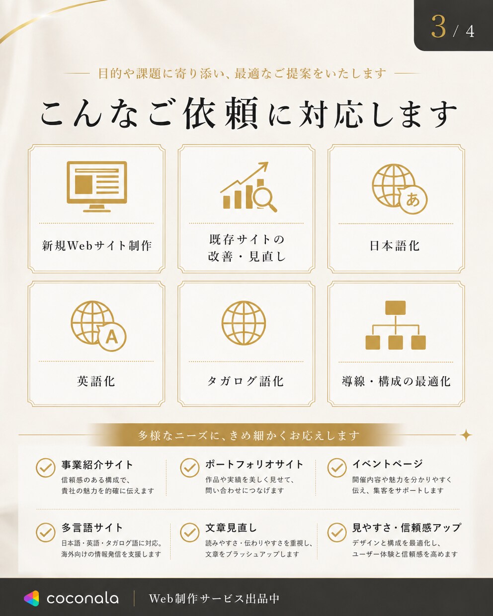 強みが伝わるWebサイトを制作・改善します 構成・文章・多言語化・スマホ対応・公開までチームで支援 イメージ3