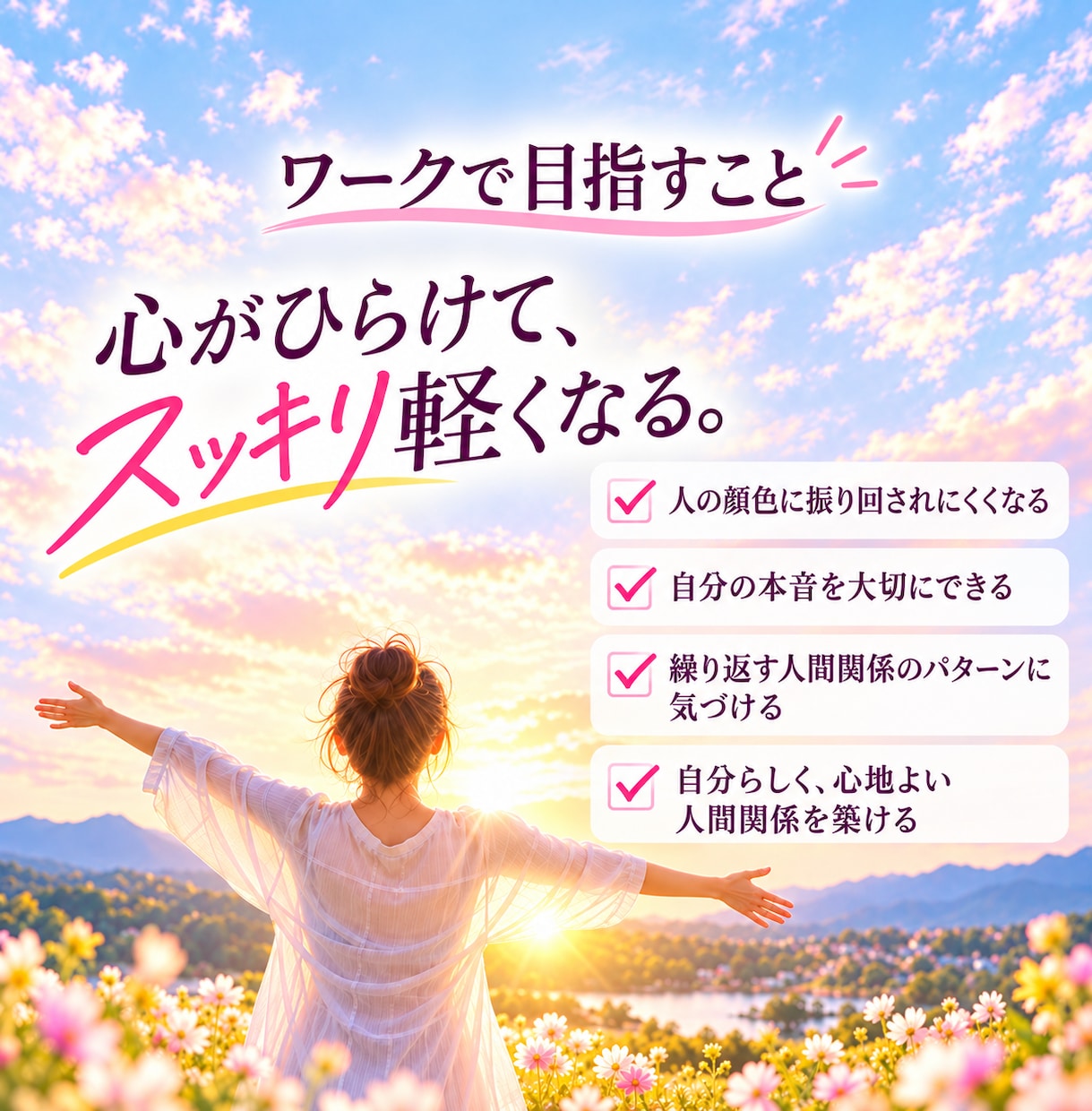 人間関係で繰り返す悩みを手放すお手伝いをします 恋愛/職場/家族関係 さまざまな人間関係の悩みに対応出来ます イメージ5