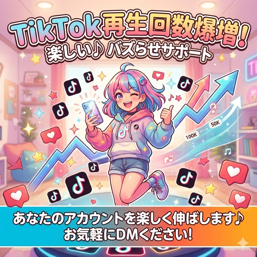tiktok200,000再生回数伸ばします ご利用しやすい金額とサービスに変更しました イメージ1